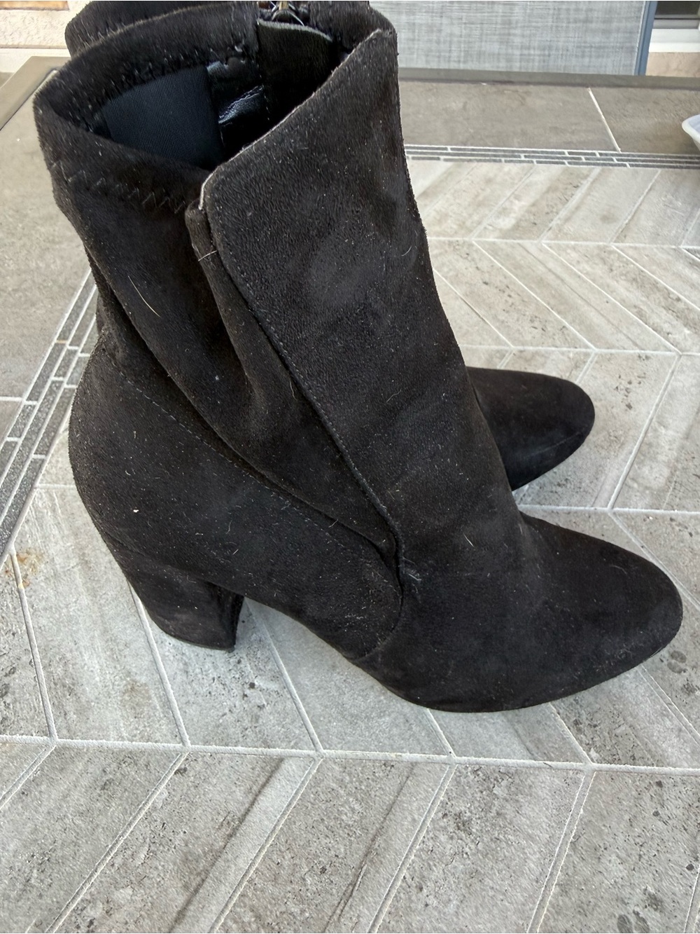 Aldo Black Suede Ankle Booties with Block Heel